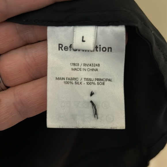 Reformation Silk Black Button Front Top - Picture 7 of 7